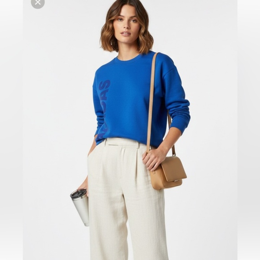 Adidas Crewneck Long Blue Sweatshirt Cotton Size Extra Large XL